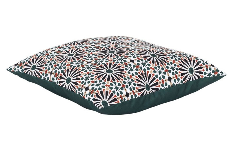Coussin de luxe vert à motifs