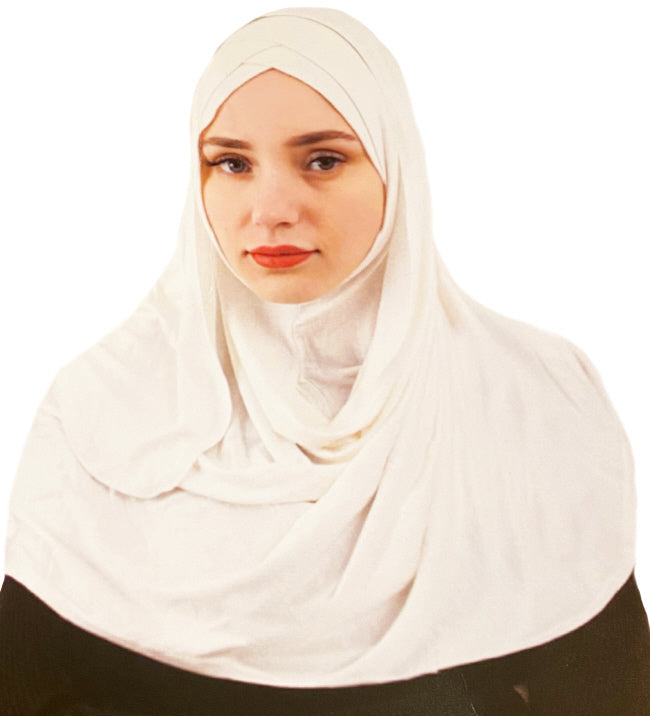 Jersey two layered hijab – instant hijab in twee lagen, stretch, 65 x 170 cm