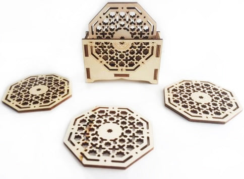 Oriental wooden octagonal coasters