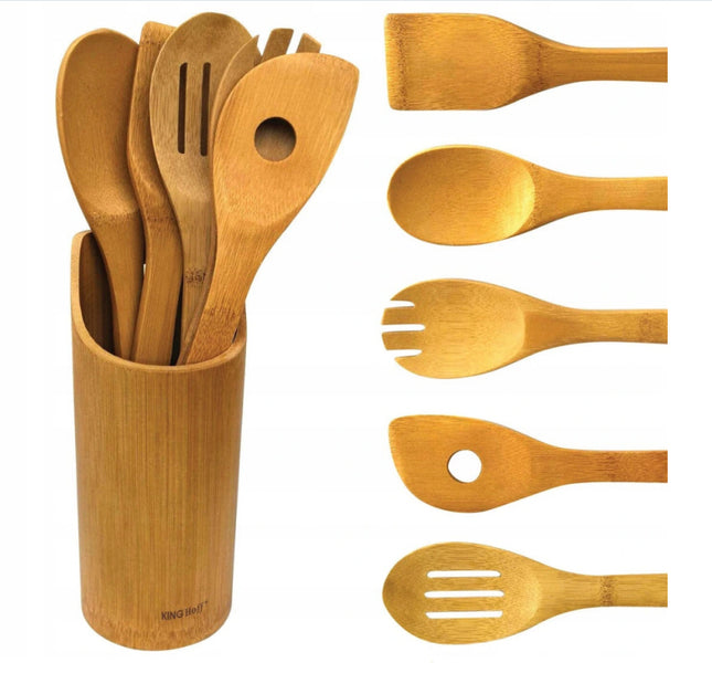 Houten keukenset - 5 delig + houder