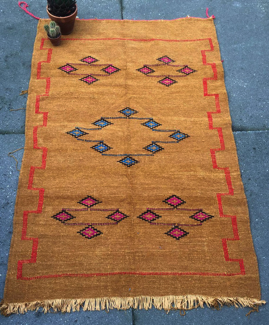 Tapis Kilim tissé à la main Marron 150 x 90 cm