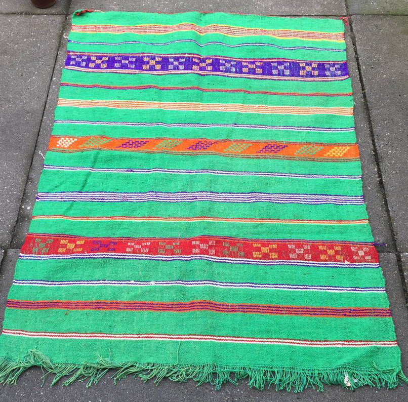 Tapis Kilim vert 150 x 90 cm