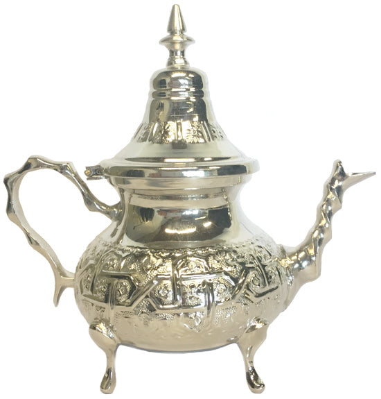 Traditionele Marokkaanse theepot zilverkleurig – handgemaakt in Fes – foto 2