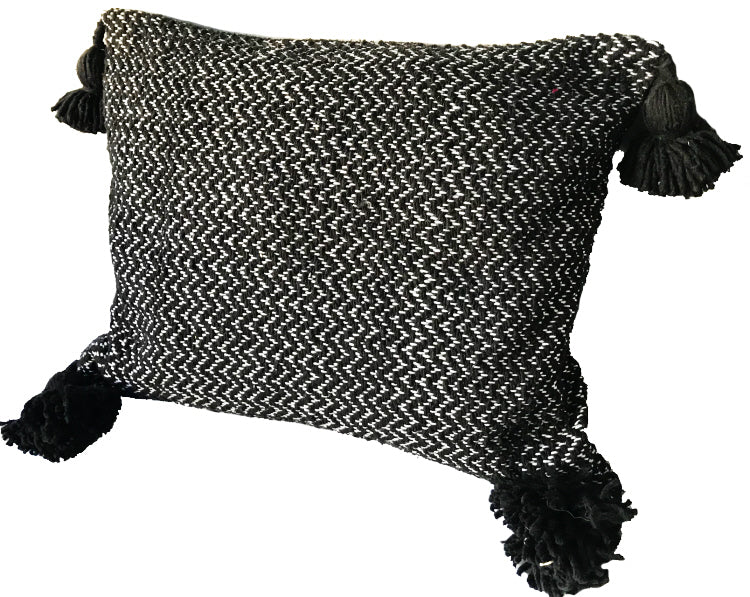 Housse de coussin pompon