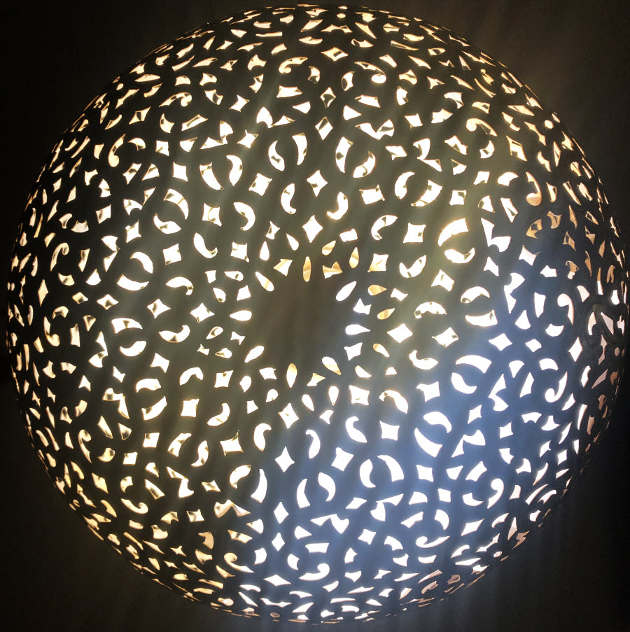 Oriental filigree globe pendant light
