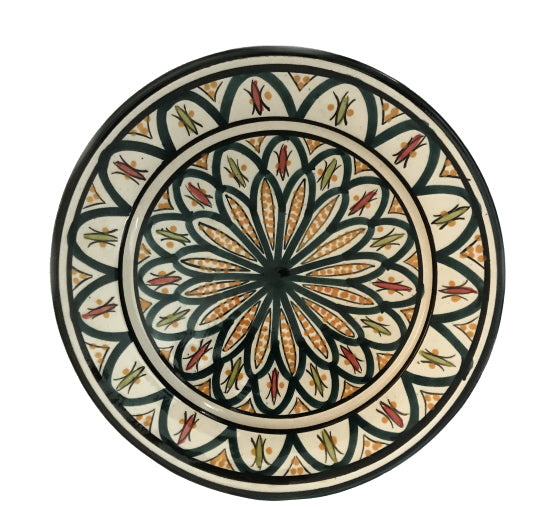 Plat en faïence vert et blanc Ø 25