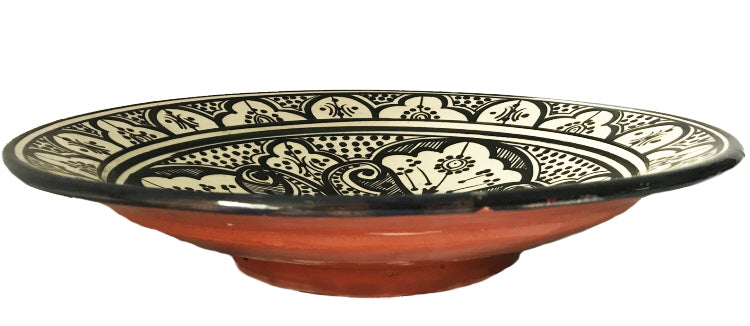 Plat marocain en céramique noir et blanc