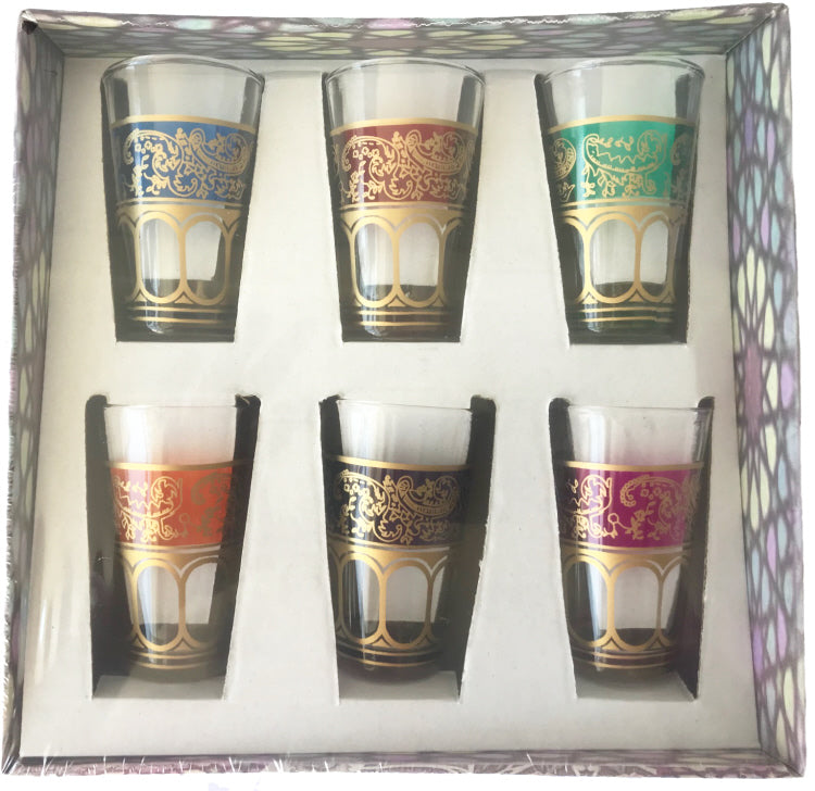 Colored Moroccan tea glasses