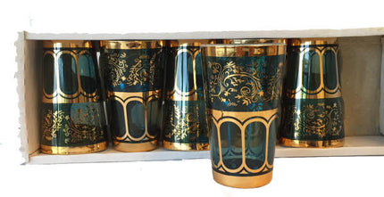 Theeglazen blauw/goud