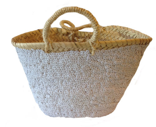 Basket with sequins white