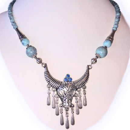 Stierenkop ketting blue