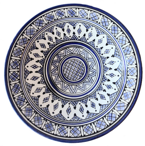 Aardewerk schaal blauw 35 cm