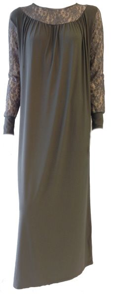 Abaya met kanten mouwen en ronde hals – one size, niet doorschijnend – foto 2