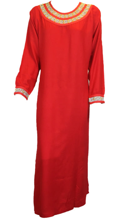 Gandoura abaya dames in geel – lang en losvallend, maat 1 en 2