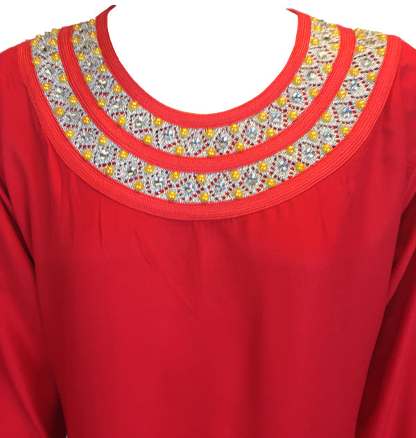 Gandoura abaya dames in geel – lang en losvallend, maat 1 en 2 – foto 2