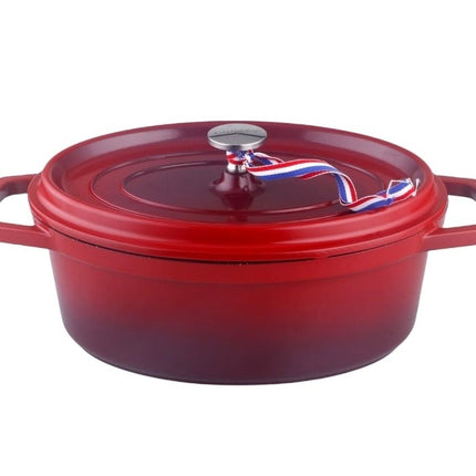 Ovale braadpan – Cocotte Ø 26 cm Rond Rood Gevlamd