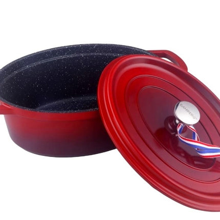 Ovale braadpan – Cocotte Ø 26 cm Rond Rood Gevlamd