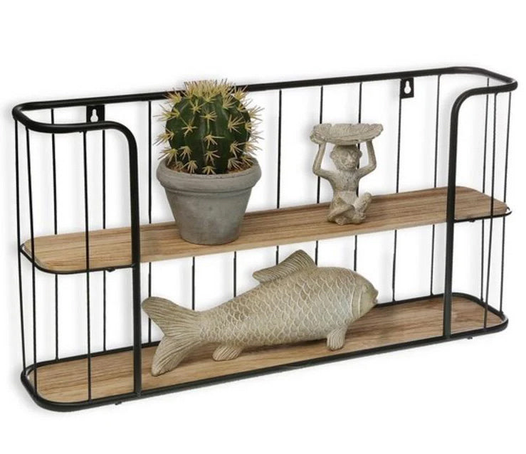 Industrial wall shelf made of metal and wood - Spice rack