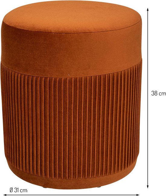 Pouf en velours Ø 31 cm Jacqueline Orange