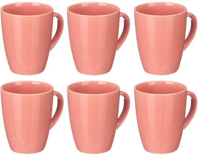 6x Mystique Roze effen mokken / bekers 330 ml - Theebeker / koffiemok