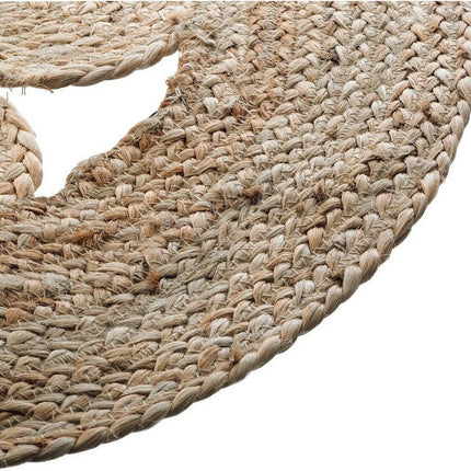 Jute Teppich rund 80cm | Kleiner runder Teppich mit Muster | Kleiner Teppich