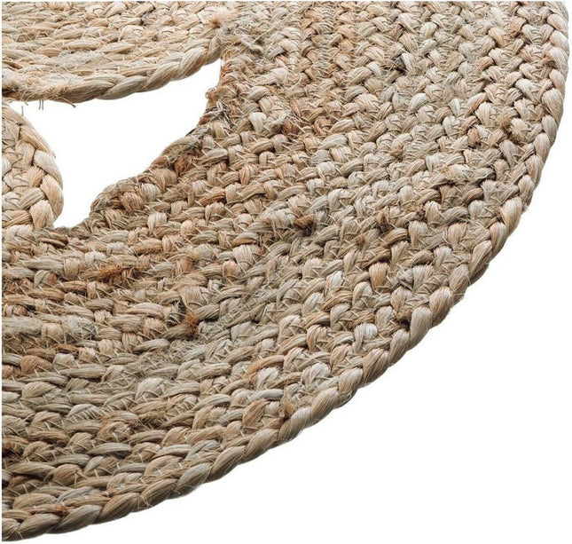 Jute Teppich rund 80cm | Kleiner runder Teppich mit Muster | Kleiner Teppich