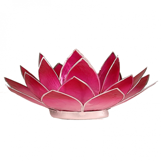 Candle holder pink silver rim