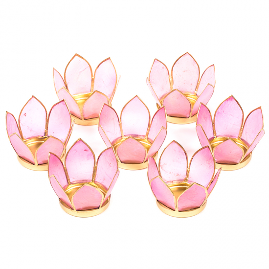 candle holder set of 7 small pink