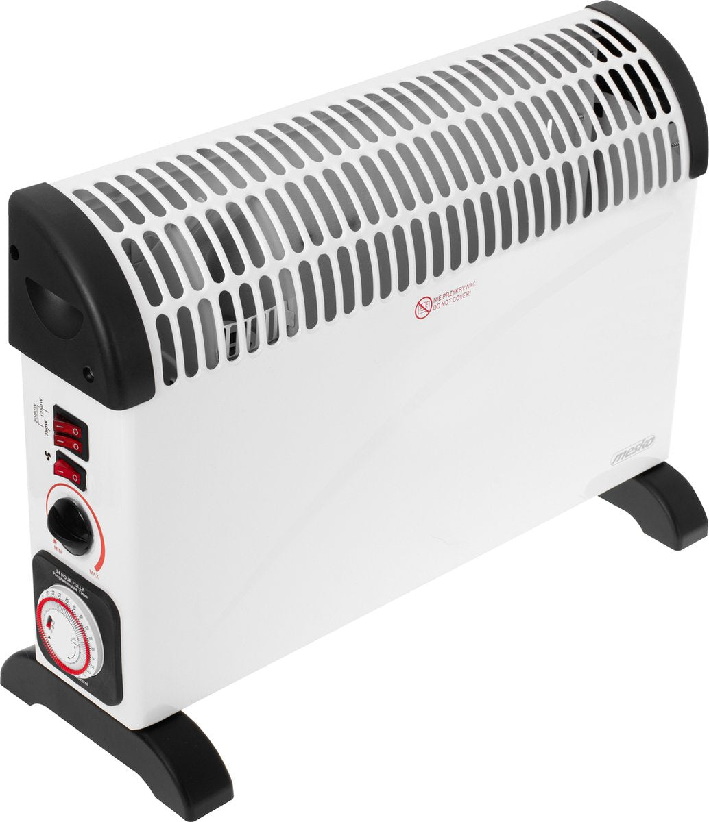 Convecteur électrique Mesko - 3 niveaux de chauffage - 2000W - Jusqu'à 20m² - Blanc - Thermostat réglable