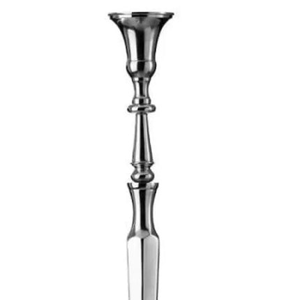 Metalen kandelaar in zilver hoogte 45 cm