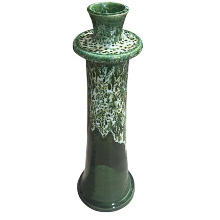 Marokkanischer Kerzenständer Grün/Weiß Tropfglasur – Handgemachte Keramik (23/28/32 cm)