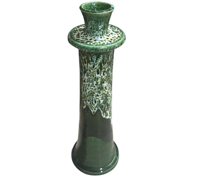 Marokkanischer Kerzenständer Grün/Weiß Tropfglasur – Handgemachte Keramik (23/28/32 cm)