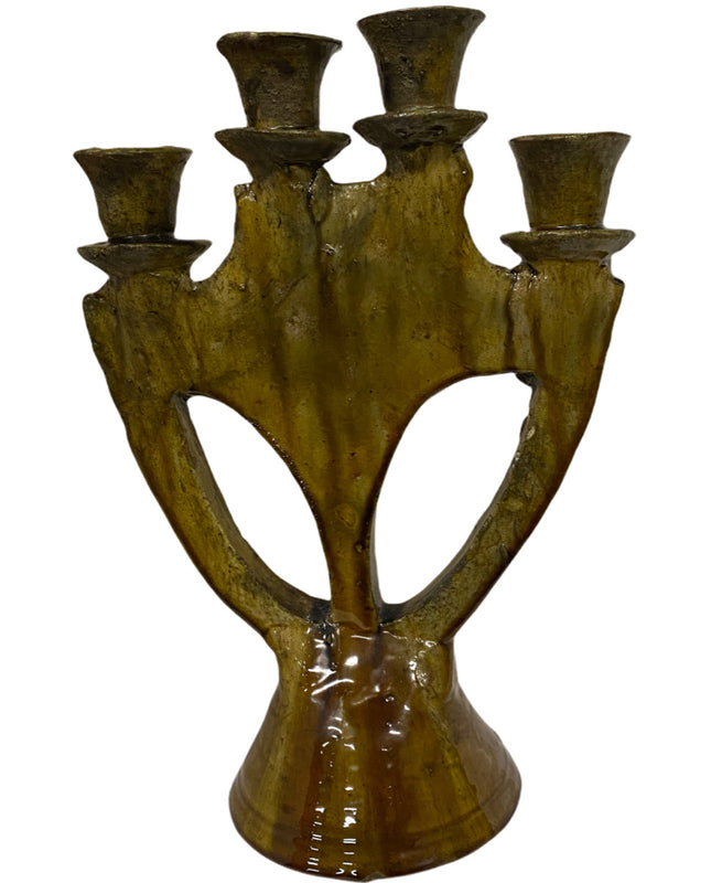 Authentischer Tamegroute Kerzenhalter Ockergelb