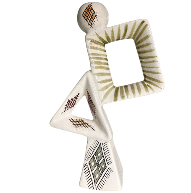 Handgemaakte Marokkaanse Vaas/Kandelaar met Abstract Geometrisch Design