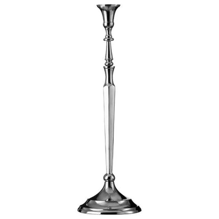 Metalen kandelaar in zilver hoogte 45 cm