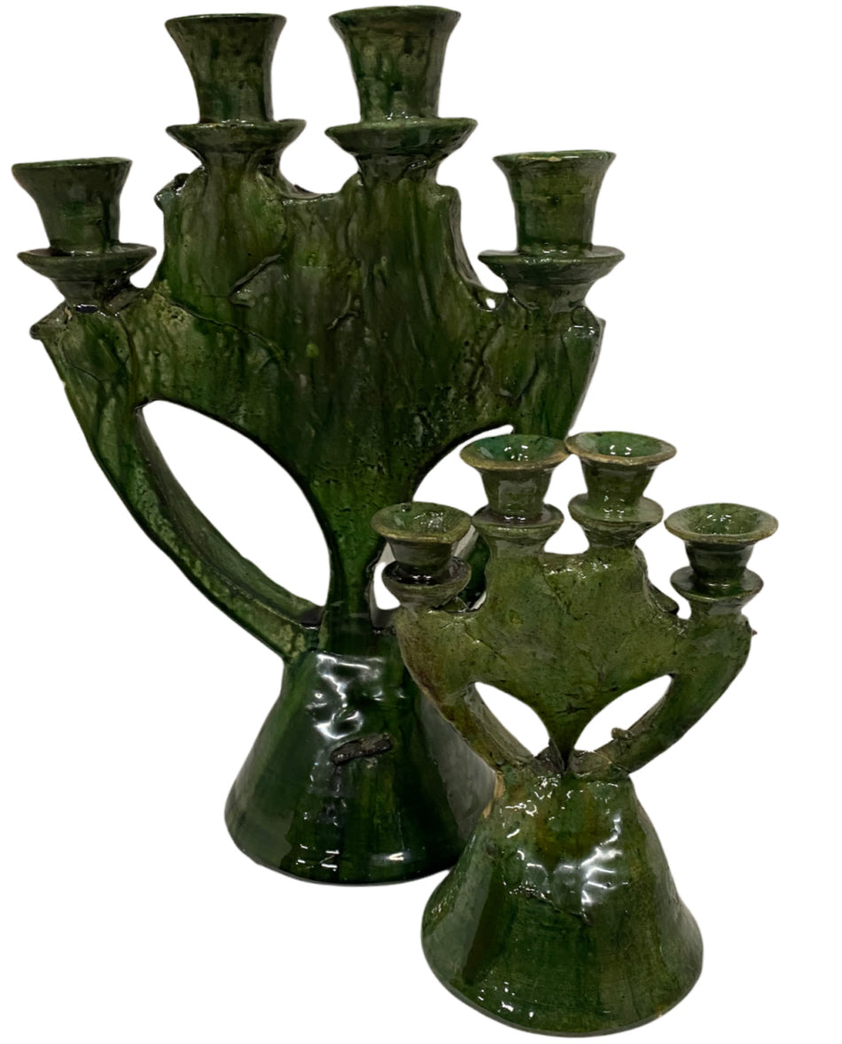 Tamegroute kandelaar – handgemaakt Marokkaans aardewerk, 20 of 32 cm