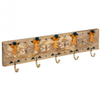 Garderobenleiste - 5 Haken Mango Holz 67,5 cm