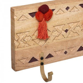 Garderobenleiste - 5 Haken Mango Holz 67,5 cm