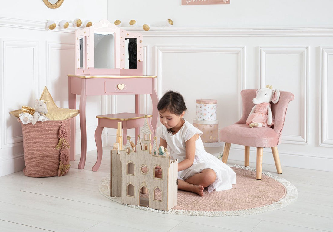 Sphera Coiffeuse avec Tabouret pour Enfants - 59,5 x 29 x 98,5 cm - Rose
