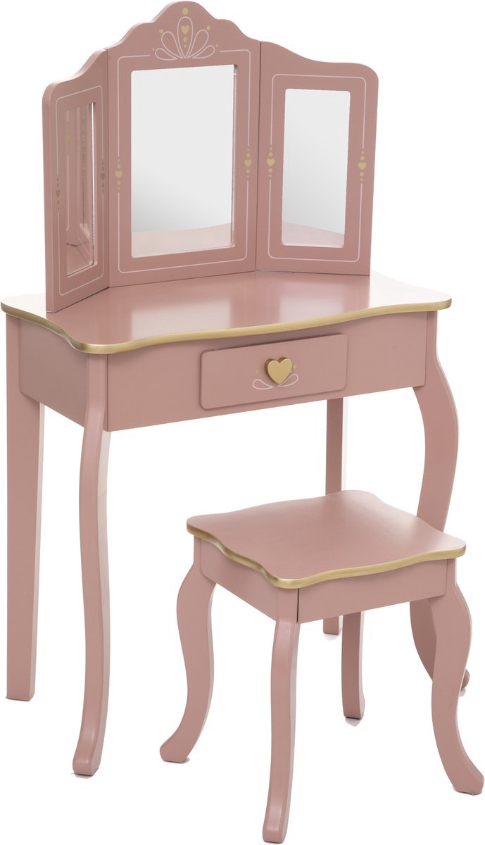 Sphera Coiffeuse avec Tabouret pour Enfants - 59,5 x 29 x 98,5 cm - Rose
