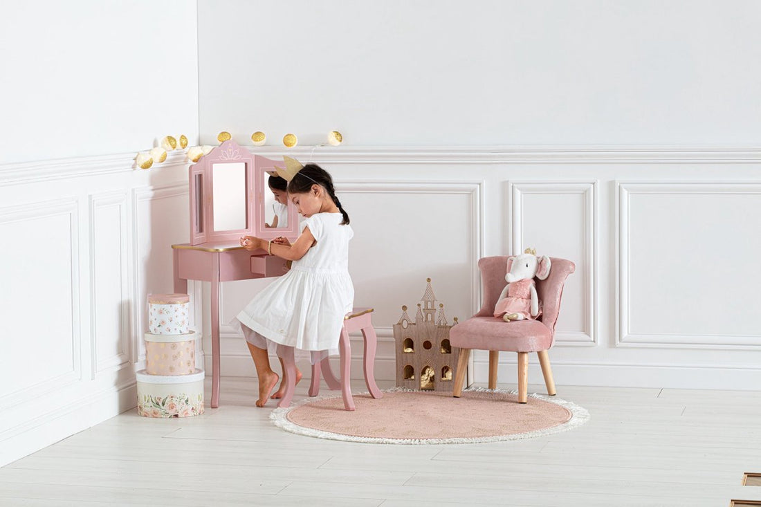 Sphera Coiffeuse avec Tabouret pour Enfants - 59,5 x 29 x 98,5 cm - Rose
