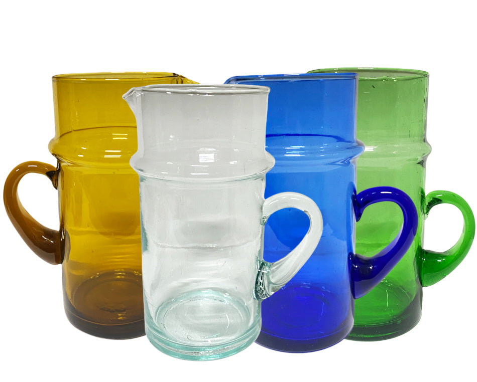 Marokkaanse beldi karaf met oor – mondgeblazen gerecycled glas, 20 cm