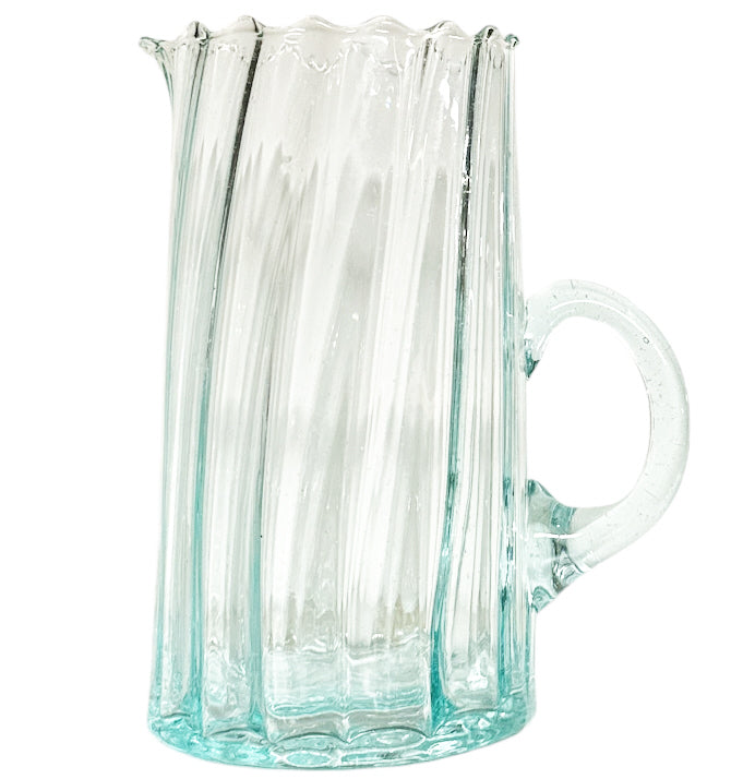 Moroccan Beldi Carafe 'Waves' Made of Recycled Glass