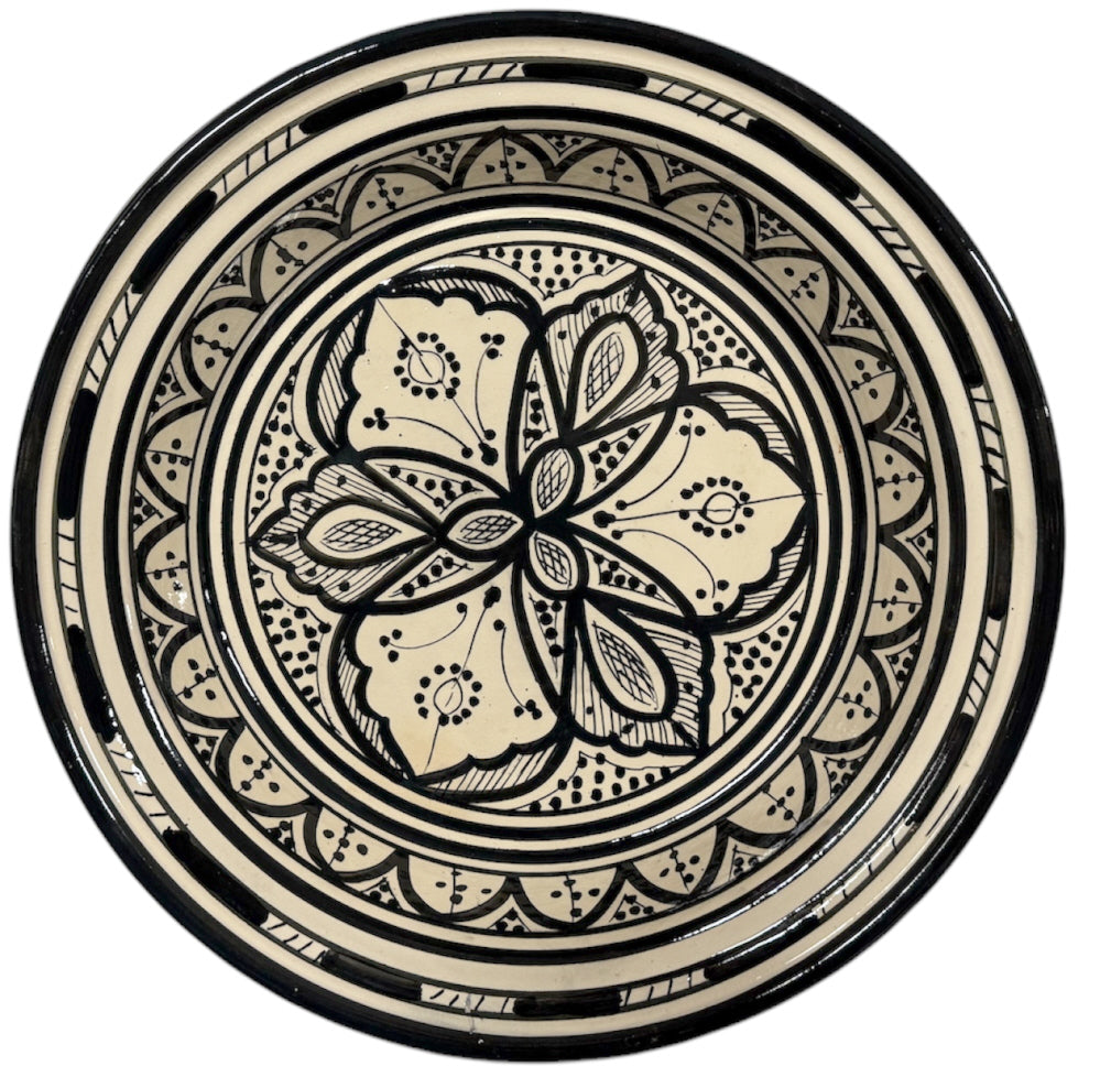 Marokkaanse kasria van aardewerk – diepe schaal en couscousbord, zwart, Ø 36 cm