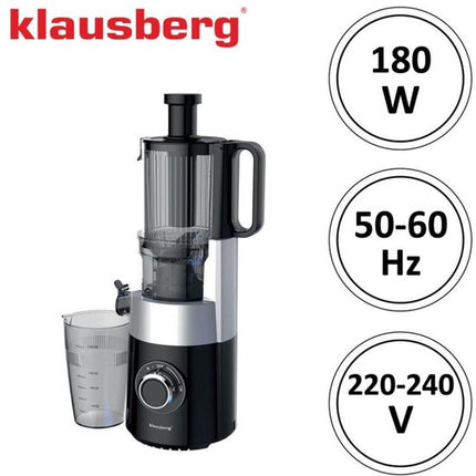 Klausberg KB-7881 Slowjuicer – Groenten- en Fruitpers | Cold Press | Brede XXL 113mm Invoer | RVS Behuizing | Stille Werking