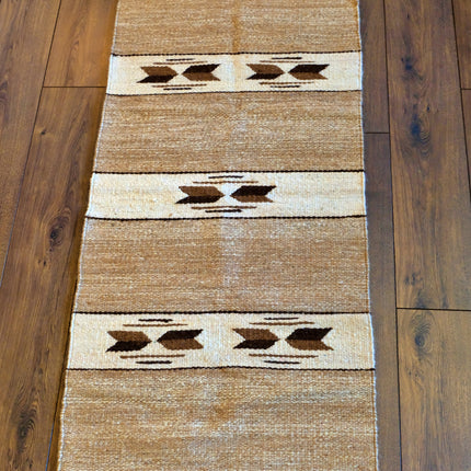 Handgewebter Kelim-Teppich / Teppich – 100 % Wolle – 70 x 140 cm – Natur