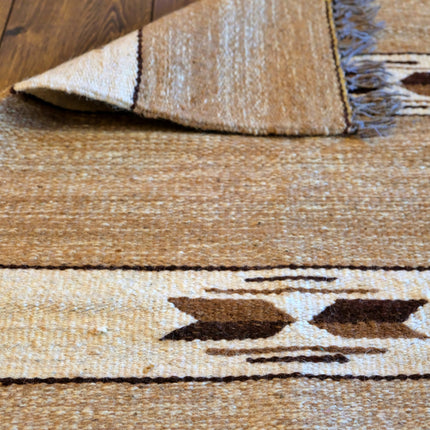 Handgewebter Kelim-Teppich / Teppich – 100 % Wolle – 70 x 140 cm – Natur