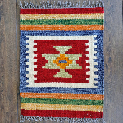 Handgewebter Kelim Teppich / Vorleger - 100% Wolle - 60x80 cm - klassisch