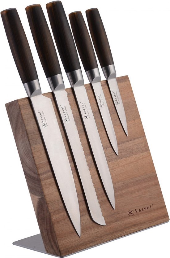 Kessel - Knife set - 6-piece - brown - magnetic block