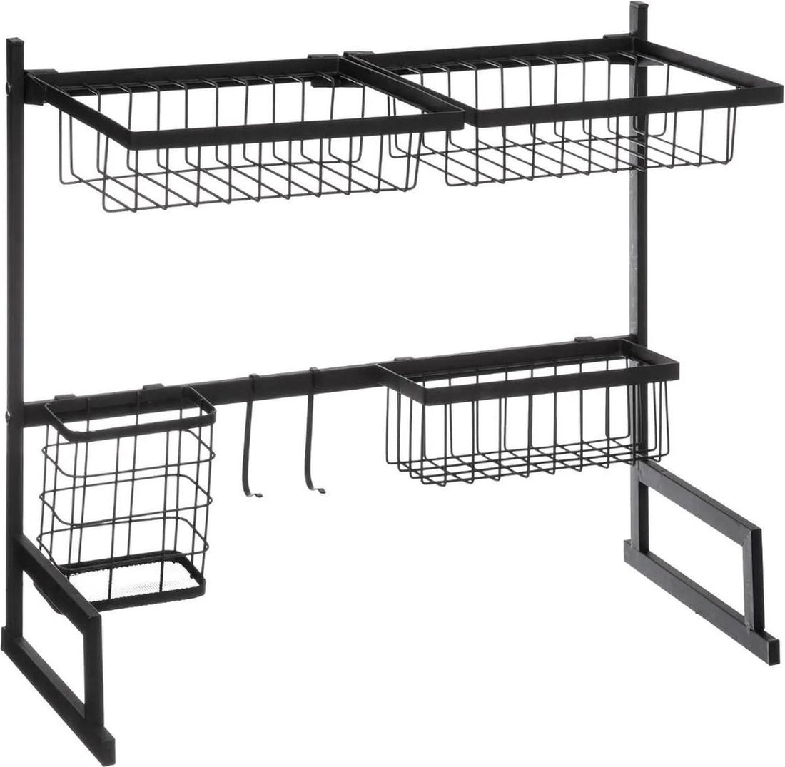 Organisateur de cuisine - égouttoir 2-en-1 noir 58 x 51 cm en métal